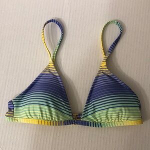 aerie Striped Triangle Bikini Top in Blue & Yellow